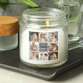 Pegatina Cuadrada Fotografía de la familia Collage y regalo gris per