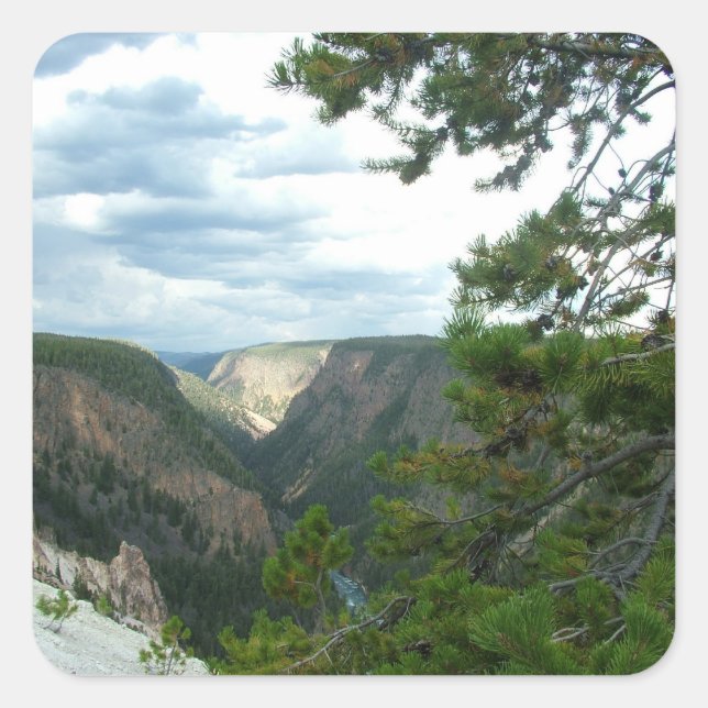 Pegatina Cuadrada Fotografía de piedra amarilla, muestra caídas de a (Anverso)