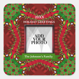 Pegatina Cuadrada Fotografía familiar de vacaciones felices