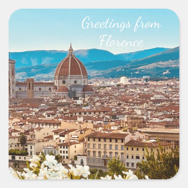 Pegatina Cuadrada Fotografía personalizada de Florencia en Italia (Anverso)