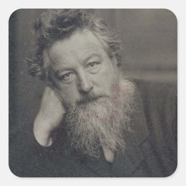 Pegatina Cuadrada Fotografía retrato de William Morris (1834-96) por (Anverso)