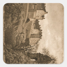 Pegatina Cuadrada Fotografía Sepia del Castillo de Edimburgo