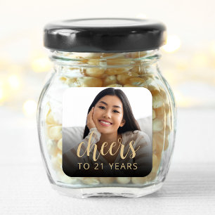 Pegatina Cuadrada Fotógrafo Fiesta de cumpleaños número 21