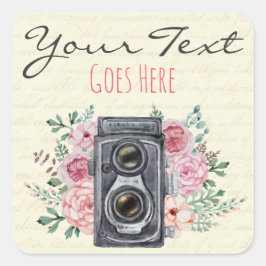 Pegatina Cuadrada Fotógrafo rústico de la cámara de la fotografía