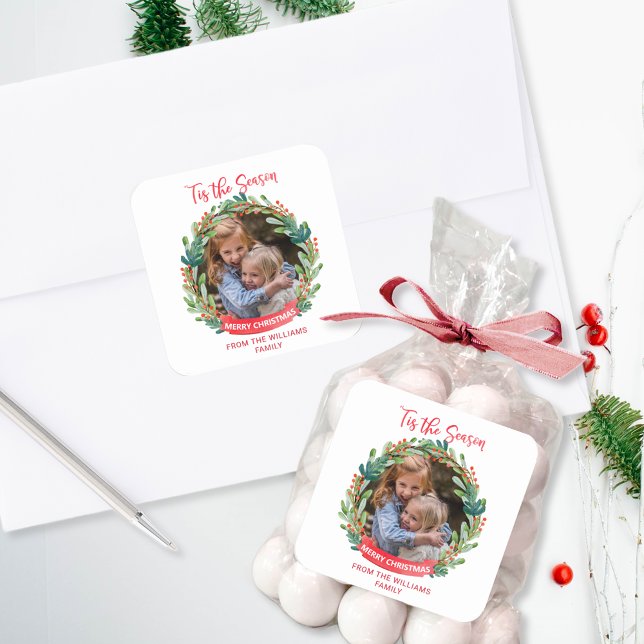 Pegatina Cuadrada Fotograma de Wreath personalizado 'Esta es la temp (Subido por el creador)