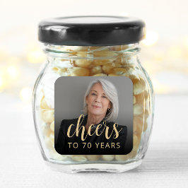 Pegatina Cuadrada Fotomontaje de la fiesta de cumpleaños número 70