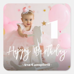 Pegatina Cuadrada Fotos Cumpleaños Personalizado