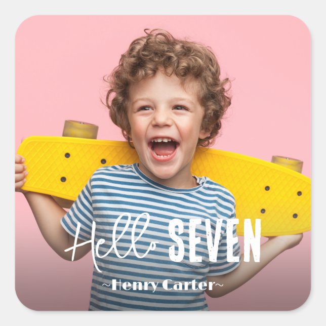 Pegatina Cuadrada Fotos Cumpleaños Personalizado (Anverso)