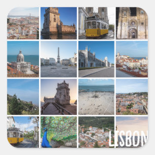 Pegatina Cuadrada Fotos de Lisboa mosaico, Portugal