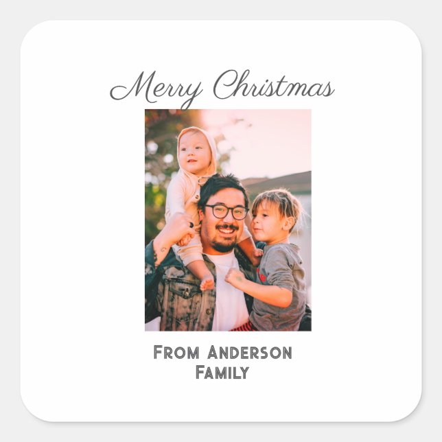 Pegatina Cuadrada Fotos de navidad amor moderno simple mor familiar (Anverso)