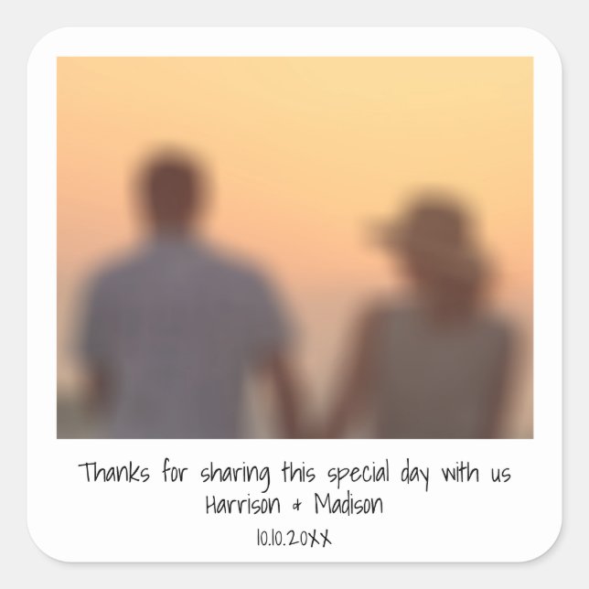 Pegatina Cuadrada Fotos instantáneas de retro llaman a la boda (Anverso)