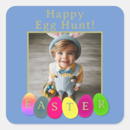 Pegatina Cuadrada Fotos personalizadas Huevos de caza de huevos Amar