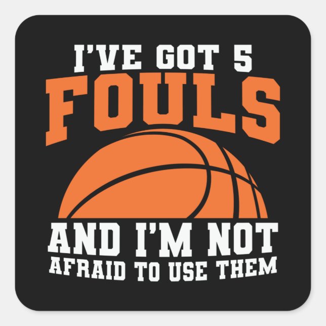 Pegatina Cuadrada Fouls Basketball | Diseño de baloncesto (Anverso)