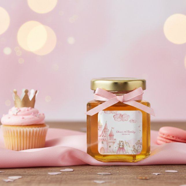 Pegatina Cuadrada Four Ever Princess Castle Unicorn 4 pink Birthday (Subido por el creador)