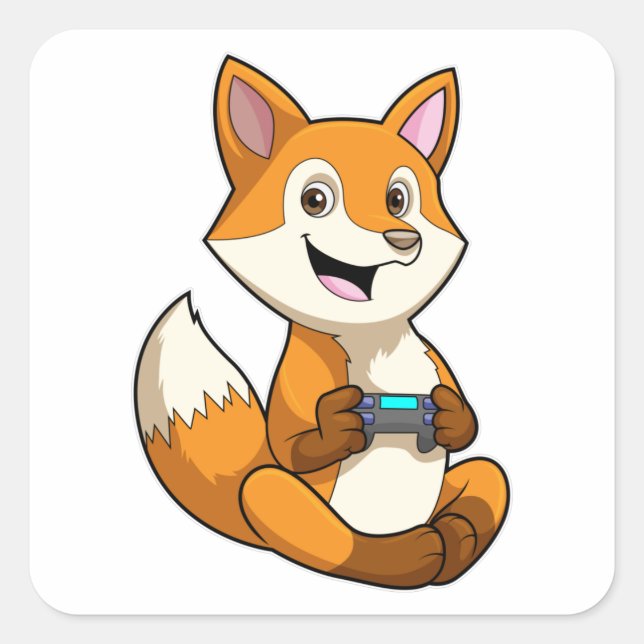 Pegatina Cuadrada Fox al jugar con el controlador (Anverso)