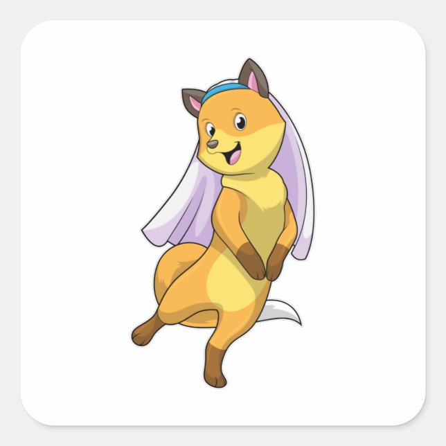 Pegatina Cuadrada Fox as Bride with Veil (Anverso)