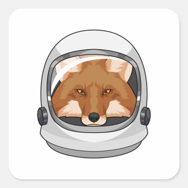Pegatina Cuadrada Fox como astronauta con casco (Anverso)