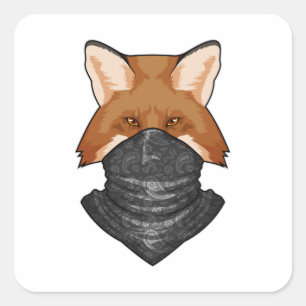Pegatina Cuadrada Fox como bandido con Kerchief