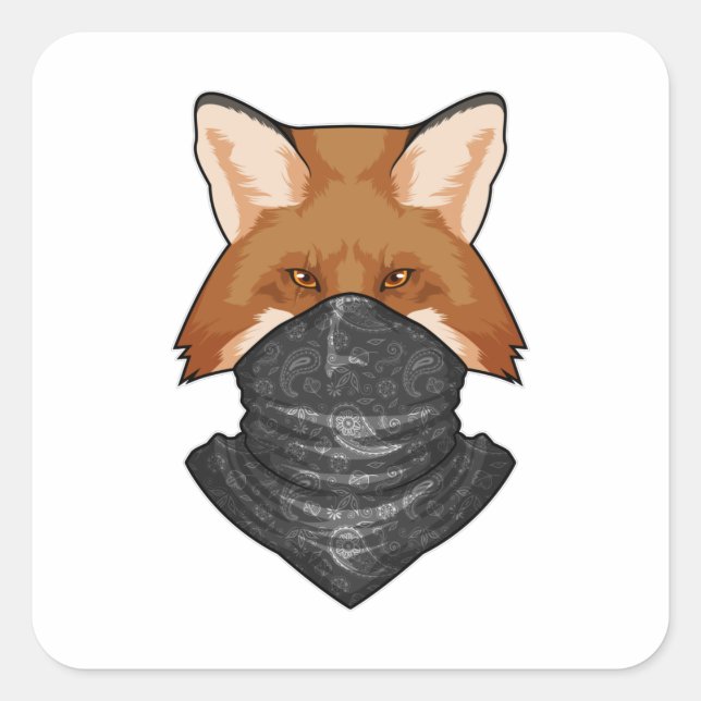 Pegatina Cuadrada Fox como bandido con Kerchief (Anverso)