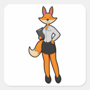 Pegatina Cuadrada Fox como secretario con Notepad