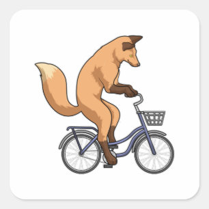 Pegatina Cuadrada Fox con bicicleta