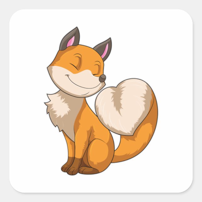 Pegatina Cuadrada Fox con corazón (Anverso)