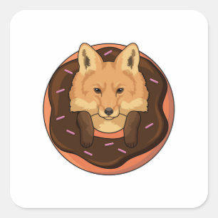 Pegatina Cuadrada Fox con Donut