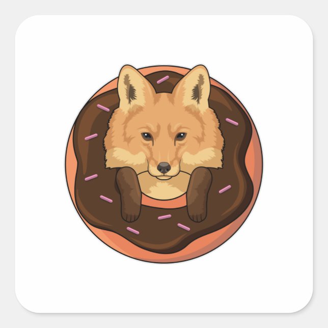 Pegatina Cuadrada Fox con Donut (Anverso)