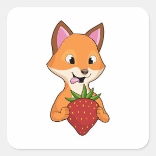 Pegatina Cuadrada Fox con fresa