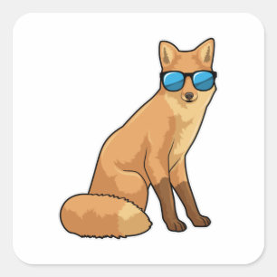 Pegatina Cuadrada Fox con gafas de sol