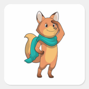 Pegatina Cuadrada Fox con Scarf
