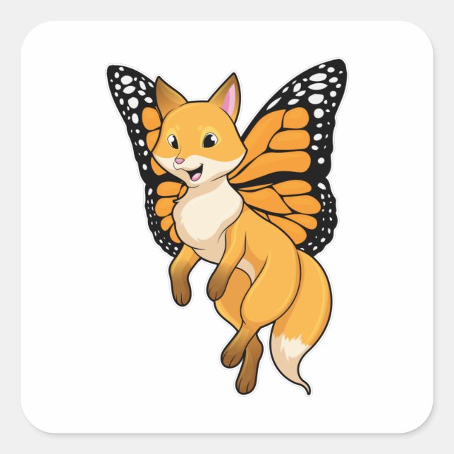 Pegatina Cuadrada Fox con Wing (Anverso)