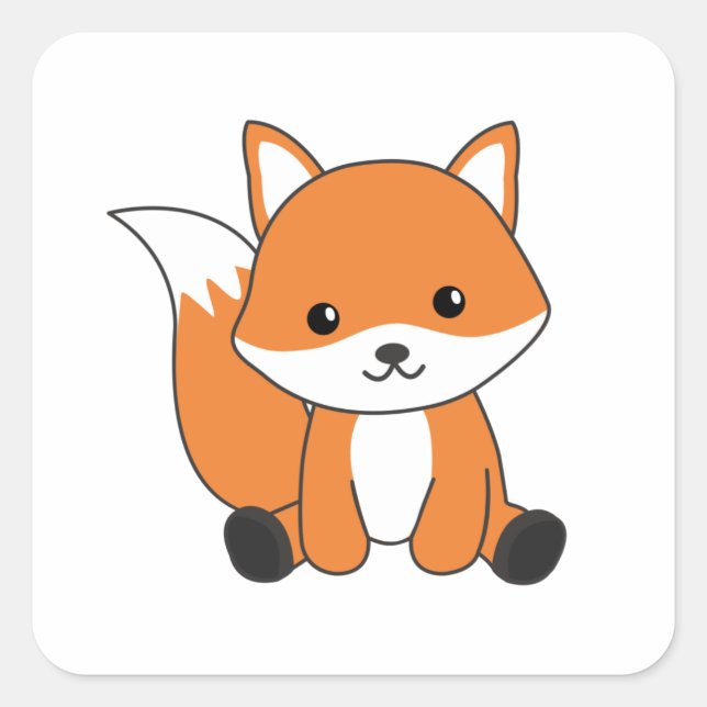 Pegatina Cuadrada Fox Cute Forest Animal Foxes Red Fox (Anverso)