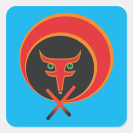 Pegatina Cuadrada Fox de la vida - Rojo.