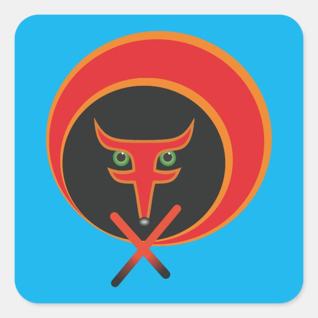 Pegatina Cuadrada Fox de la vida - Rojo. (Anverso)