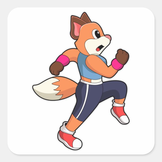 Pegatina Cuadrada Fox en carrera (Anverso)