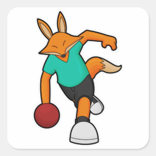 Pegatina Cuadrada Fox en el Bowling con bolas