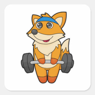Pegatina Cuadrada Fox en Fitness con Barbell