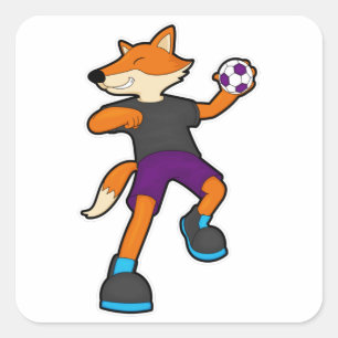 Pegatina Cuadrada Fox en jugador de balonmano con balonmano