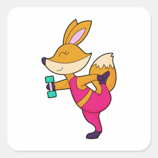 Pegatina Cuadrada Fox Fitness Dumbbell (Anverso)