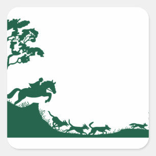 Pegatina Cuadrada Fox Hunting Silhouette