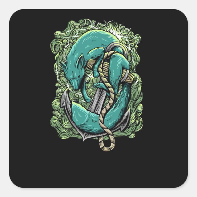 Pegatina Cuadrada Fox Marine (Anverso)