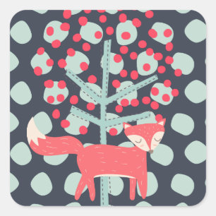 Pegatina Cuadrada Fox retro