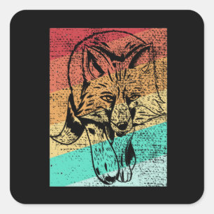 Pegatina Cuadrada Fox Retro Animal