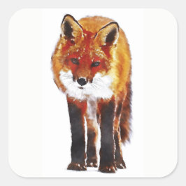 Pegatina Cuadrada Fox rojo