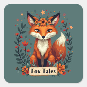 Pegatina Cuadrada Fox Tales Boho Woodland Animal