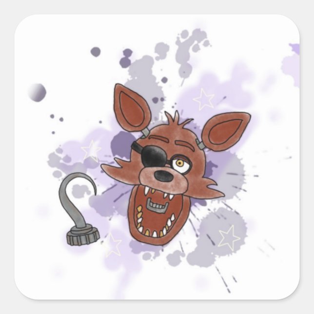 Pegatina Cuadrada Foxy fnaf (Anverso)