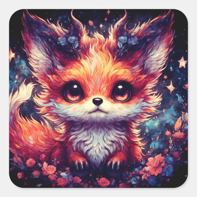 Pegatina Cuadrada Foxy Little Devil (Anverso)