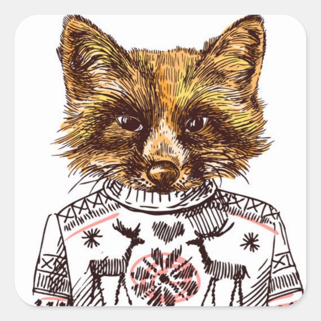 Pegatina Cuadrada Foxy Vestido Fox (Anverso)