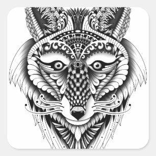 Pegatina Cuadrada Foxy Wolf